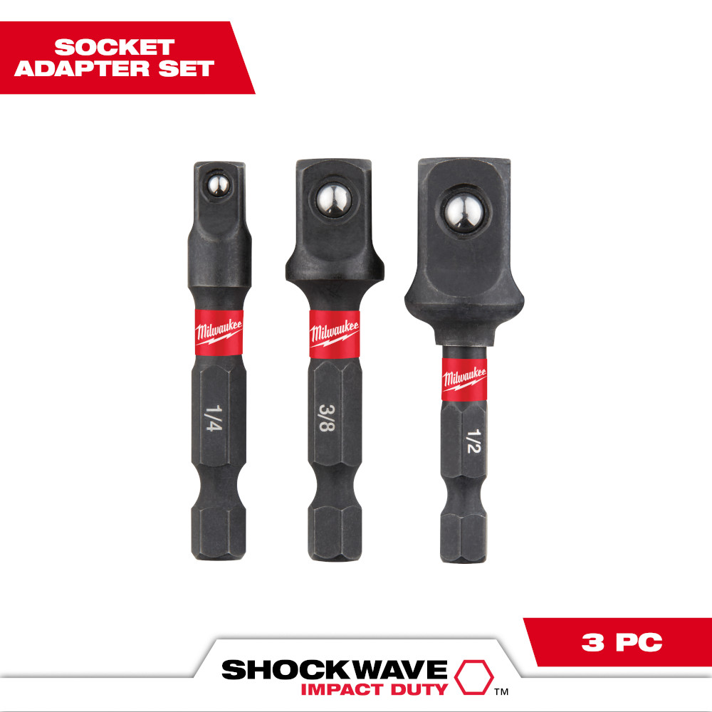 Milwaukee SHOCKWAVE 3 Piece Impact Socket Adapter Set from GME Supply